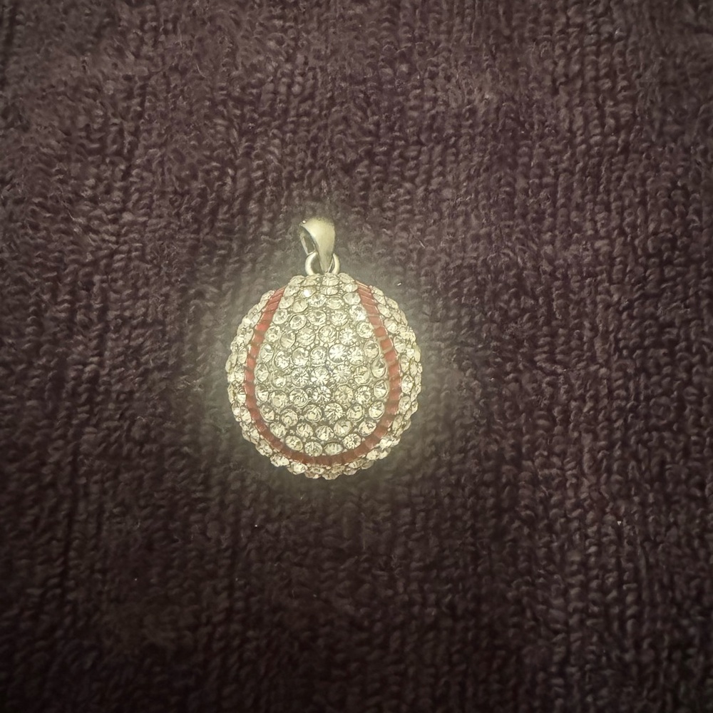 Like New Rhinestone Baseball Pendant